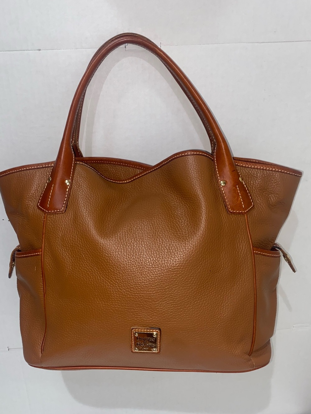 Dooney & Bourke Cognac Pebbled Leather Large Tote Shoulder Bag